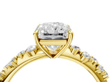Yellow gold Radiant Cut Diamond Cluster Side Stone Solitaire Ring with Prong Setting_64