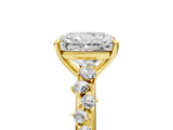 Yellow gold Radiant Cut Diamond Cluster Side Stone Solitaire Ring with Prong Setting_65