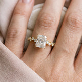 Yellow gold Radiant Cut Diamond Cluster Side Stone Solitaire Ring with Prong Setting_75
