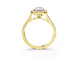 Yellow gold Radiant Cut Diamond Cushion Halo Ring with Pavé Band_6