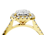 Yellow gold Radiant Cut Diamond Cushion Halo Ring with Pavé Band_7