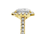 Yellow gold Radiant Cut Diamond Cushion Halo Ring with Pavé Band_8