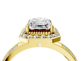 Yellow gold Radiant Cut Diamond Double Halo Ring with Split Shank and Four-Prong Setting_7