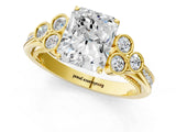Yellow gold Radiant Cut Diamond Engagement Ring with Bezel Set Round Side Stones and Prong Setting_59