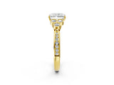 Yellow gold Radiant Cut Diamond Engagement Ring with Bezel Set Round Side Stones and Prong Setting_60