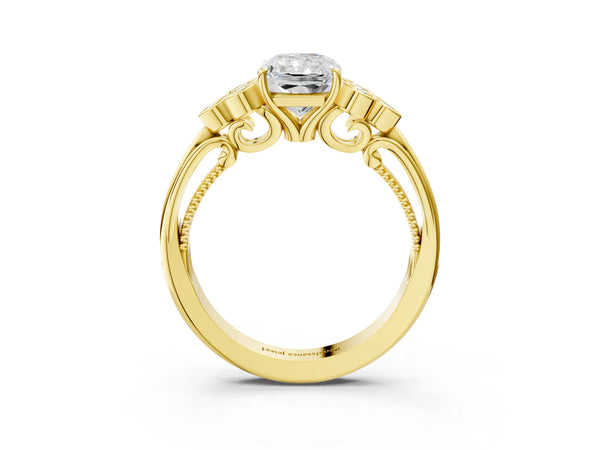 Yellow Gold Radiant Cut Engagement Ring Setting with Bezel-Set Shoulder Clusters