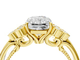 Yellow gold Radiant Cut Diamond Engagement Ring with Bezel Set Round Side Stones and Prong Setting_62