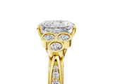 Yellow gold Radiant Cut Diamond Engagement Ring with Bezel Set Round Side Stones and Prong Setting_63