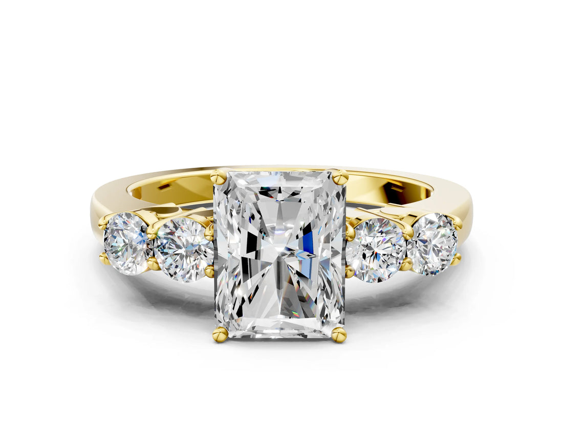 Yellow gold Radiant Cut Diamond Five-Stone Prong Set White Gold Ring_52
