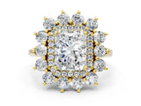 Yellow gold Radiant Cut Diamond Floral Double Halo Engagement Ring with Prong Setting_41