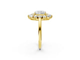 Yellow gold Radiant Cut Diamond Floral Double Halo Engagement Ring with Prong Setting_43