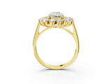 Yellow gold Radiant Cut Diamond Floral Double Halo Engagement Ring with Prong Setting_44