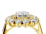 Yellow gold Radiant Cut Diamond Floral Double Halo Engagement Ring with Prong Setting_45