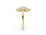 Yellow gold Radiant Cut Diamond Floral Double Halo Engagement Ring with Prong Setting_79