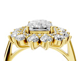 Yellow gold Radiant Cut Diamond Floral Double Halo Engagement Ring with Prong Setting_81
