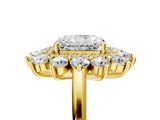 Yellow gold Radiant Cut Diamond Floral Double Halo Engagement Ring with Prong Setting_82