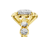 Yellow gold Radiant Cut Diamond Floral Halo Engagement Ring with Shared Prong Setting 1