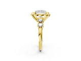 Yellow gold Radiant Cut Diamond Floral Halo Engagement Ring with Shared Prong Setting 4