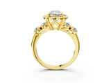 Yellow gold Radiant Cut Diamond Floral Halo Engagement Ring with Shared Prong Setting 5
