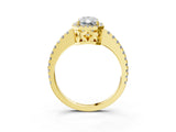Yellow gold Radiant Cut Diamond Halo Engagement Ring with Pavé Band and Prong Setting_30