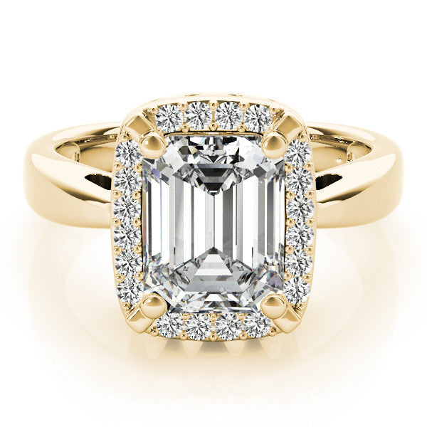 Yellow gold Radiant Cut Diamond Halo Engagement Ring with Split Shank and Four-Prong Setting 2