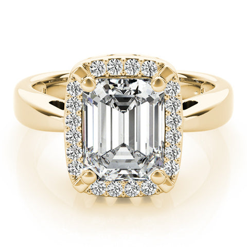 Yellow gold Radiant Cut Diamond Halo Engagement Ring with Split Shank and Four-Prong Setting 2