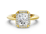 Yellow gold Radiant Cut Diamond Halo Engagement Ring with Split Shank and Four-Prong Setting_114