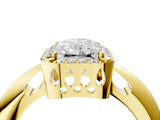 Yellow gold Radiant Cut Diamond Halo Engagement Ring with Split Shank and Four-Prong Setting_118