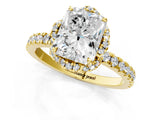 Yellow gold Radiant Cut Diamond Halo Pave Band with Four-Prong Setting_5