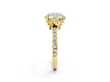 Yellow gold Radiant Cut Diamond Halo Pave Band with Four-Prong Setting_6