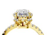 Yellow gold Radiant Cut Diamond Halo Pave Band with Four-Prong Setting_8