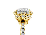 Yellow gold Radiant Cut Diamond Halo Pave Band with Four-Prong Setting_9