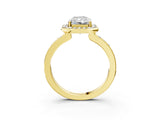 Yellow gold Radiant Cut Diamond Halo Ring with Bezel Frame and Pavé Band_6