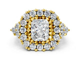 Yellow gold Radiant Cut Diamond Halo Ring with Pavé Band and Four-Prong Setting_41