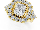 Yellow gold Radiant Cut Diamond Halo Ring with Pavé Band and Four-Prong Setting_42