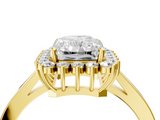 Yellow gold Radiant Cut Diamond Halo Ring with Round Brilliant Halo and Solitaire Band_104