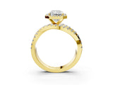 Yellow gold Radiant Cut Diamond Halo Ring with Round Split Shank and Prong Setting_39