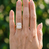 Yellow gold Radiant Cut Diamond Halo Ring with Solitaire Band and Prong Setting_12