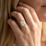 Yellow gold Radiant Cut Diamond Halo Ring with Solitaire Band and Prong Setting_14