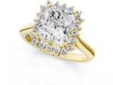 Yellow gold Radiant Cut Diamond Halo Ring with Solitaire Band and Prong Setting_67