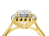 Yellow gold Radiant Cut Diamond Halo Ring with Solitaire Band and Prong Setting_70