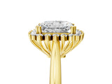 Yellow gold Radiant Cut Diamond Halo Ring with Solitaire Band and Prong Setting_71