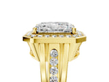 Yellow gold Radiant Cut Diamond Halo Ring with Split Shank and Bezel Accents and Prong Setting_15
