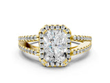 Yellow gold Radiant Cut Diamond Halo Split Shank Engagement Ring_39