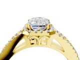 Yellow gold Radiant Cut Diamond Halo Split Shank Engagement Ring_43
