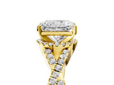 Yellow gold Radiant Cut Diamond  Halo Twist Band Solitaire Prong Setting Ring_87
