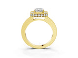 Yellow gold Radiant Cut Diamond Milgrain Halo Engagement Ring with Round Pavé Band and Prong Setting_21