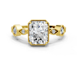 Yellow gold Radiant Cut Diamond Milgrain Marquise Band with Prong Setting_3