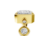 Yellow gold Radiant Cut Diamond Milgrain Marquise Band with Prong Setting_8