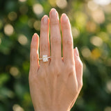 Yellow gold Radiant Cut Diamond Pavé Band Solitaire Ring with Prong Setting_13
